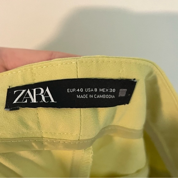Zara Neon Yellow Straight Leg Ankle Trouser Pants - Picture 12 of 14